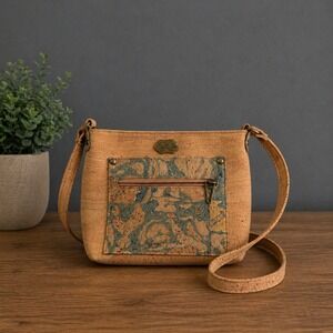 Portuguese Cork Crossbody Bag Vegan Leather Boho Rustic Minimalist Chic Neutral
